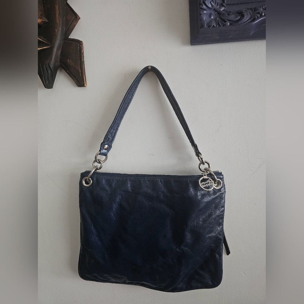 Coach 17048 Poppy Blue Glazed Leather Crossbody Shoulder Bag Purse - Picture 5 of 11